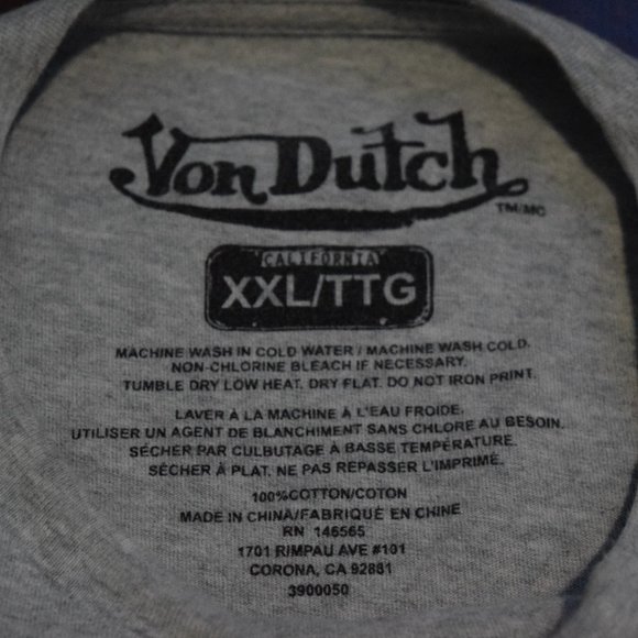 Von Dutch T Shirt (Gray) Size: XL - Picture 3 of 5